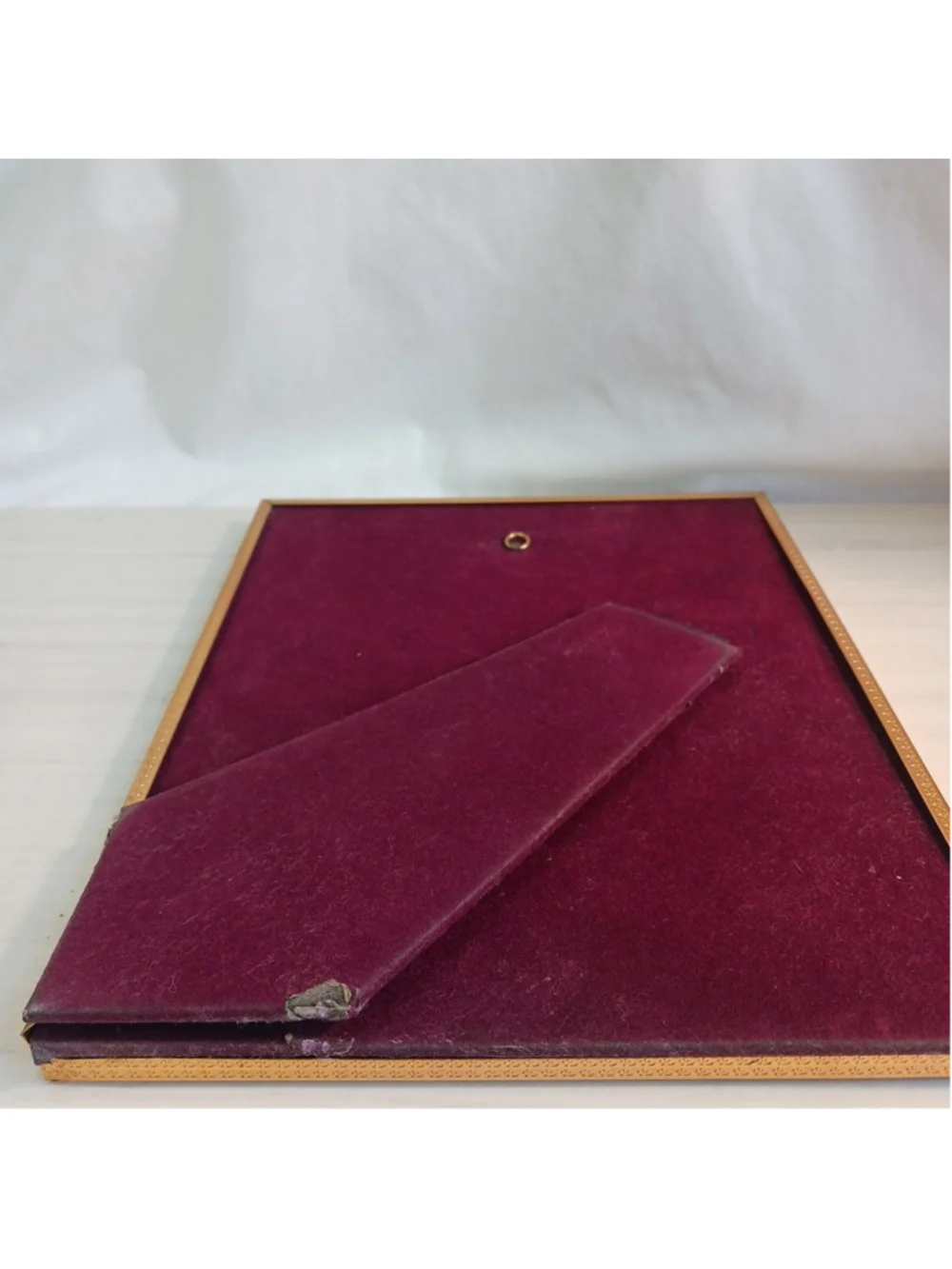 Vintage Gold Tone Picture Frame 8x10 Easel Style Red Velvet Back MCM